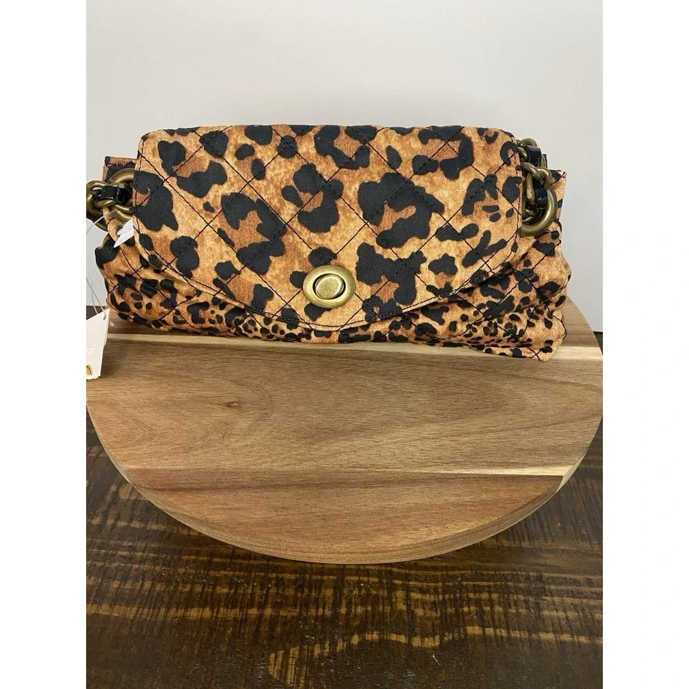 Talbot Leopard Fabric Bag With Metal Straps Clutch New with tags